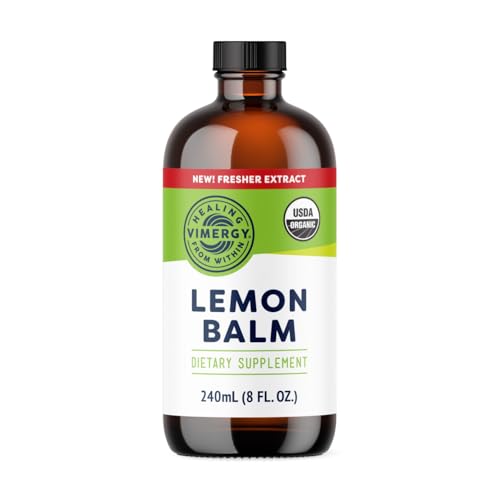 Vimergy USDA Organic Lemon Balm Tincture Herbal Supplement Can be Used in Tea - Non-GMO Alcohol-Free 240 mL (1 mL/Serving)