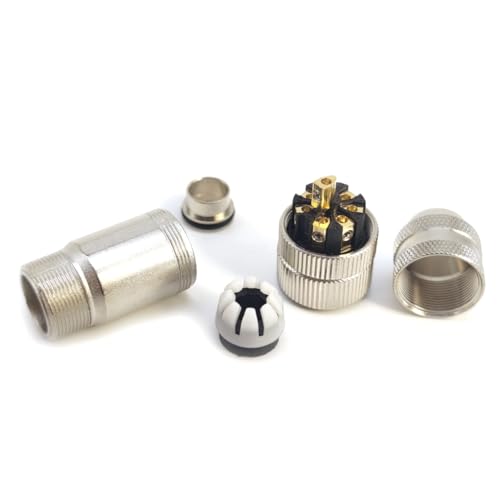 FOWIUNYE M12 8 Pin Female Connector, A Code Shielding Metal Shell Sensor Field Assembly Circular Connector IP67 Straight Type Adapter 60V 4A AC/DC Connector for PG7/PG9 by FOWIUNYE - Image 2