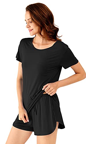 Image of WiWi Viscose from Bamboo Pajamas Set for Women Super Soft Short Sleeve Cooling Summer Plus Size Pjs Sets Sleepwear S-4X