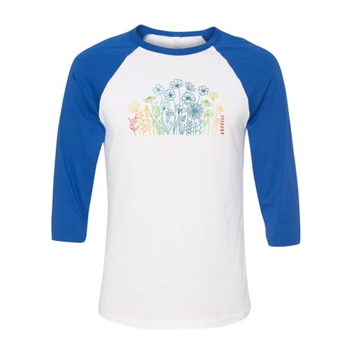Rainbow Wildflowers Pride Camiseta de béisbol tres cuartos unisex miniatura 1