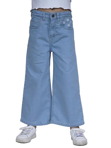 Image of KiddoPanti Girls Text Printed Flared Jeans
