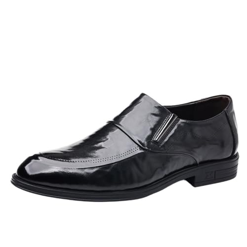 Dress Oxford for Mens Italian Leather Vintage Slip On Plain Toe Low Top Classic