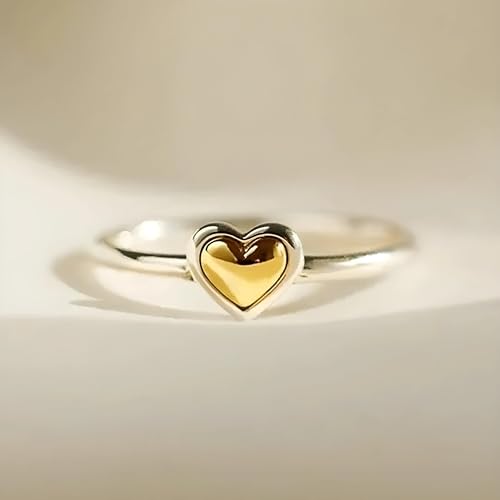 Heart Ring Heart Rings for Women Metal Two Tone Love Rings Eternity Wedding Band Accessories Modern Female Jewelry Dropship3