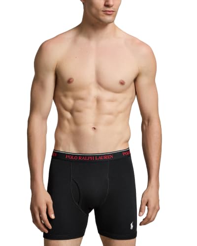 Image of POLO RALPH LAUREN Men's Classic Fit Cotton Boxer Briefs, Trunks & Long Leg Available, 3-Pack