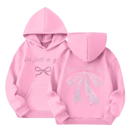 Boys Hoodies Casual Fleece Long Sleeve Girls Sweatshirt With Pocket Soft Letter Print Hoodie Fall Outfits 2-14 Years