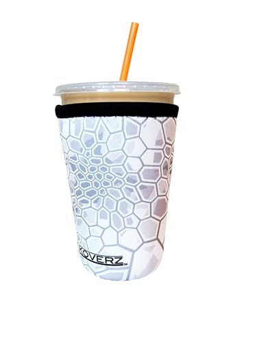 Image of Iced Coffee Sleeve, Insulated Neoprene Cup Sleeve, Fits a 24 Oz. Coffee Cup, Washable and Reusable, Iced Coffee Accessories, Medium Camo White