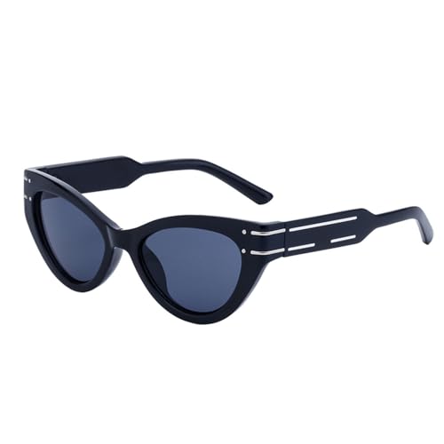 Lunettes de soleil oeil de chat de luxe aux finitions ovales rétro et élégantes