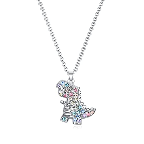 SUMFAN T-Rex Dinosaur Necklace for Women & Girls, Tyrannosaurus Pendant Jewelry Gift for Daughter, Granddaughter, Niece - Birthday, Christmas, Valentine's Day