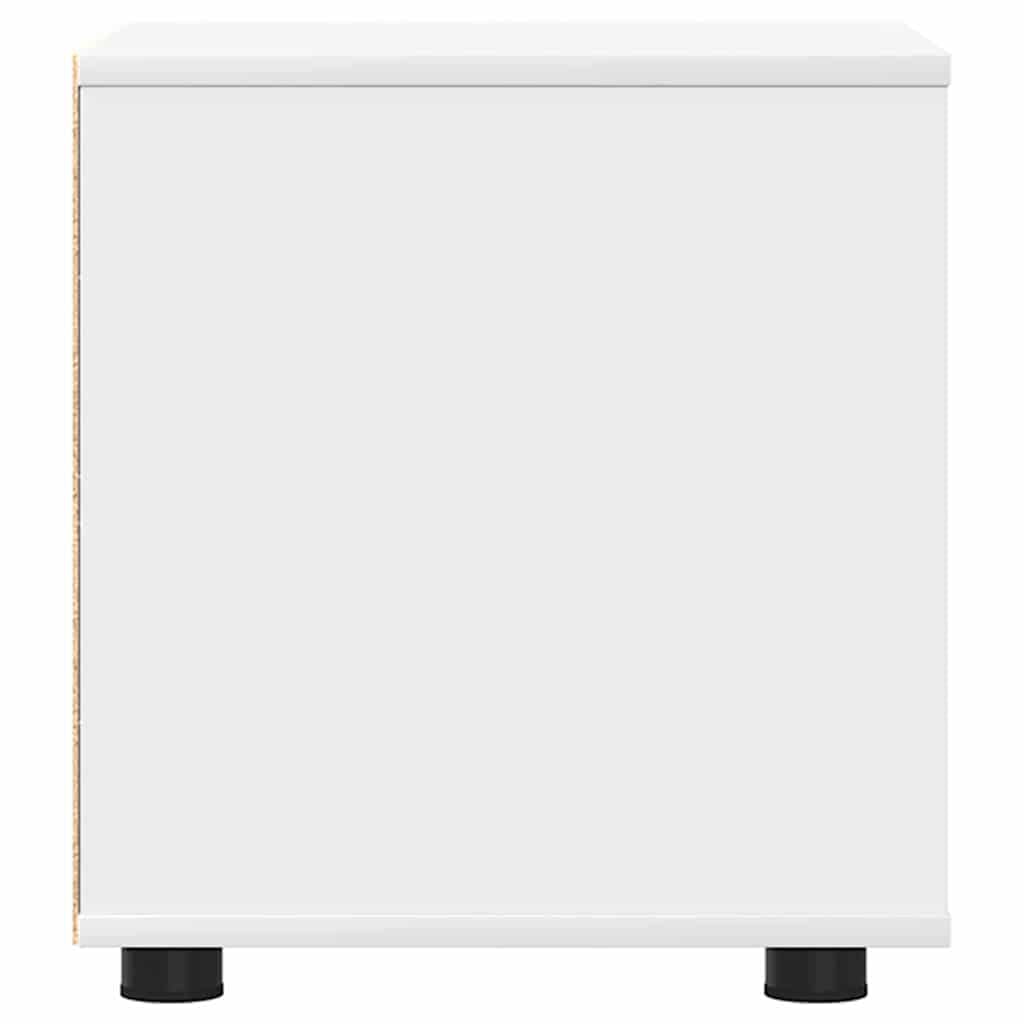 Badezimmerschrank Weiß, 40,5 x 40 x 44 cm Badschrank aus Holzwerkstoff mit Schublade und Fach, moderner Unterschrank für Kosmetik und Handtücher, minimalistisches Design