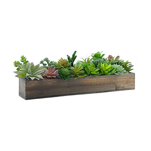 Cys Excel Wood Rectangular Planter Box With Removable Zinc Metal Liner (H:3" Open:18"X6") | Multiple Size Choices Wood Rectangular Planter | Indoor Decorative Window Box #TOP3
