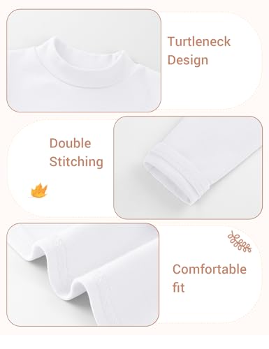 Toddler Boy Turtleneck T-Shirt Baby Boys Thermal Long Sleeve Shirt Cotton Tee Tops Size 18M-5T4