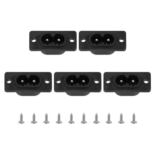 Image of sourcing map C8 Panel Mount Plug Adapter 250V AC 2.5A 2 Pins IEC Inlet Module Plug Power Socket Straight with Screws 5 Pcs