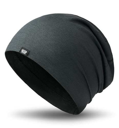 SUNMECI Skull Cap for Men Women - Soft Stretchy Chemo Hair Loss Day & Night Sleep Hat for Summer & Winter Running Cycling Dark Heather Gray