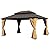 10x14FT Cedar Wood Gazebo, Solid Wood Hardtop Gazebo with Galvanized Steel Double Roof, Netting & Curtains