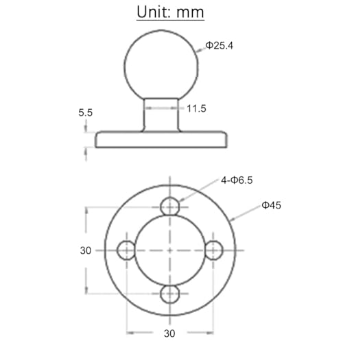 Image of Strg 1'' Ball Mount with Aluminum Alloy Round Plate, 1 Inch Ball Mount Base with AMPS Holes Compatible with RAM Mount 1 Inch /B Size / 25MM Ball Double Socket Arms