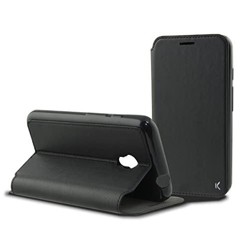 KSIX smart your tech Funda con Tapa para Alcatel PIXI 4, Semirrígida, Standing, Negro