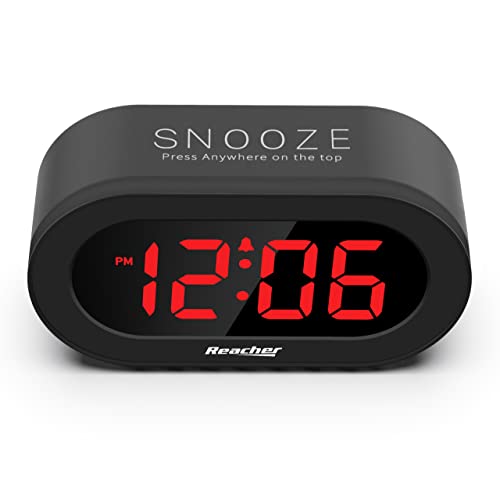 Image of REACHER Small LED Digital Alarm Clock with Simple Operation, Full Range Brightness Dimmer, USB Phone Charger Port, Easy Snooze, Adjustable Alarm Volume, Outlet Powered for Bedrooms Bedside(Black)