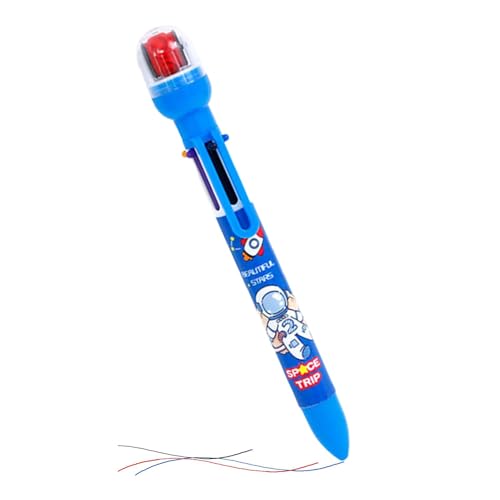 Bolígrafo multicolor - Bolígrafo 6 en 1 con tinta retráctil y diseño de astronauta de dibujos animados | Bolígrafos de colores brillantes para escribir, diario y para la escuela, tinta suave para una
