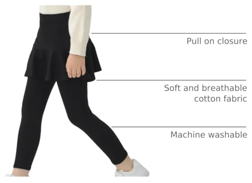 Image of StyleSavvy Trendy Girls' Leggings with Skirt - 2 Pack of Cotton Ruffle Skirt Pants for Kids for 3-8 Years
