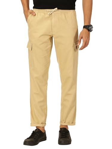 Image of Thomas Scott Men's | Solid | Light Weight | Breathable Fabric | 6 Pocket | Ankle Length | Mid Rise | Regular Fit | Linen | Elasticated with Drawstring | Chino Trouser | Pants