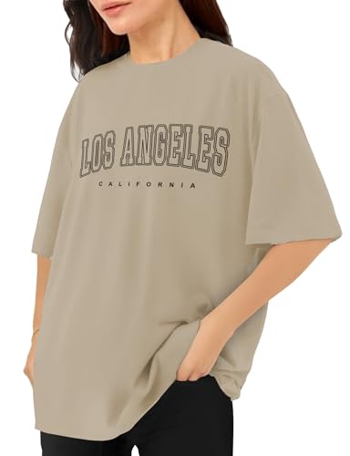 Buauty Womens Oversized T Shirts, Graphic Tees Letter Print Short Sleeve Tops Loose Fit Crewneck Top, Summer Casual Y2K 20253