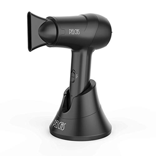 Cordless Hair Dryer, PELCAS Portable Hot & Cold Wind Hair Dryer Rechargeable Blow Dryer with Diffuser & Removable Nozzle for Blowing Hair/Painting Drying/Outdoor Travel