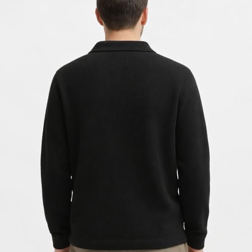Image of Men's Beige Textured Quarter Zip Polo T-Shirt