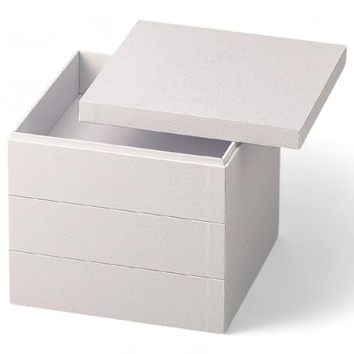 J-kitchens 漆器 重箱 3段 6.5寸 ハイブリッド 紙 白マット 20cm 紙製 お重 お重箱 日本製