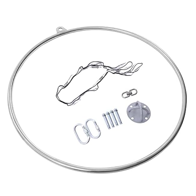 33.46in Professional Aerial Lyra, Single-Point Hoop Hanging for Dancing Studio Aerial Fitness Acrobatics Performance, Silver