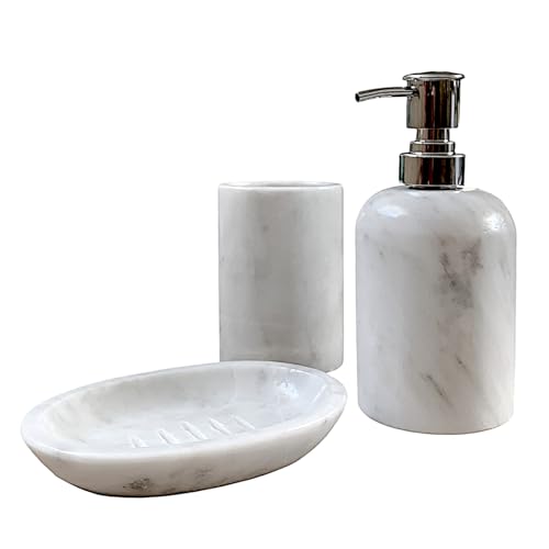 CBAM Set da Bagno in Marmo Bianco Carrara Marble bathroom furniture set Soap dispenser Toothbrush holder Sculpture soap dish