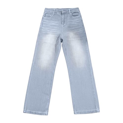 Loinjsnktng Jeans for Women Baggy Plus Size Straight Leg Wide Leg Loose Pants High Waisted Trendy Button Casual Denim Trouser - image 7