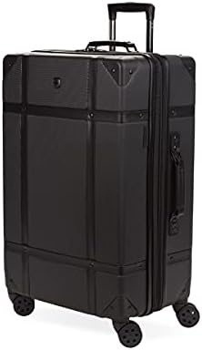 SwissGear 7739 Hardside Luggage Trunk with Spinner Wheels, Black, Checked-Large 26-Inch