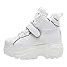 ANUFER Women's Goth Punk High Top Platform Chunky Sneakers Lace Up Wedgel Heel Dad Shoes White SN02924 US9