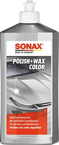 SONAX Polish+Wax Color silber/grau (500 ml) | Politur mit grauen Farbpigmenten und Wachsanteilen