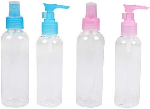 Plastic Refillable Travel Spray Bottles and Lotion Pump Bottles for Cosmetics Toiletries, 60 ml, Pack of 4
