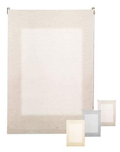 Decorestor Estor Translucido Lino Premium A Medida. Ancho de 40 a 300 cm. Lino Blanco Crudo. Permite Gran Paso de luz, Guarda tu intimidad. Estores enrollables traslucidos para Ventanas y Puertas