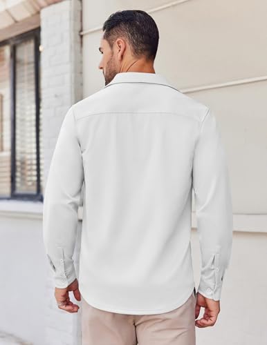 COOFANDY Mens Long Sleeve Button Down Shirts Casual Untucked Shirts Stretch Shirts4