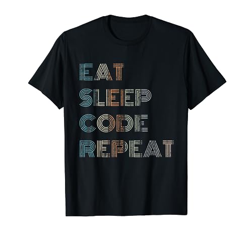Vintage Eat Sleep Code Repeat T Shirt Programador de computadora Camiseta
