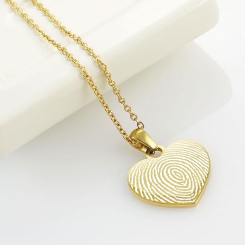 AnnBijoux Actual Fingerprint Heart Necklace Woman Engraved Fingerprint Jewelry Stainless Steel Heart Pendant Personalized Bereavement Memorial Charm4