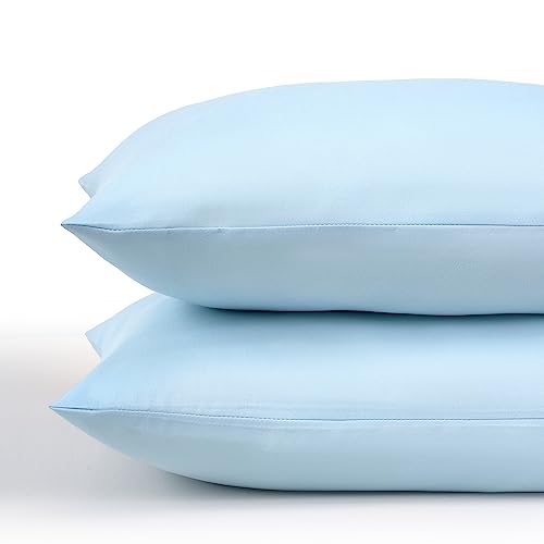 Image of TILLYOU Toddler Pillowcase 2 Pack with Envelope Closure,13 inch x 18 inch Silky Soft Microfiber Travel Kids Pillowcase for Boys and Girls,Aqua Blue