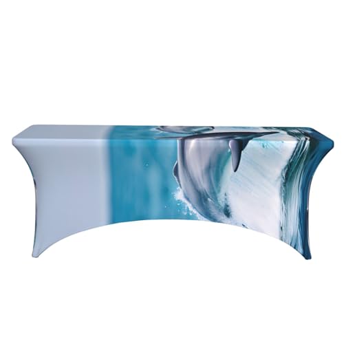 Nappe motif dauphin 1,8 m extensible contre les plis de table - 3