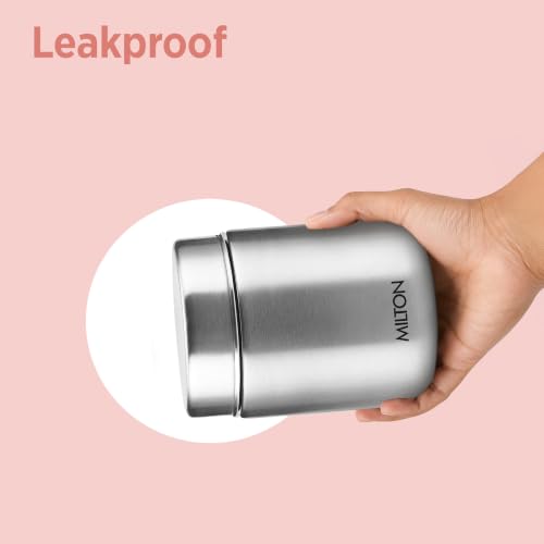 Image of Milton Grab N Go 450 Thermosteel Vacuum Insulated Food Jar|Hot & Cold Thermal Flask|Double Walled|Leak Proof|Ideal for carrying Soup, Khichdi, Sweet Corn to Office, School & Travelling, 410 ml, Silver