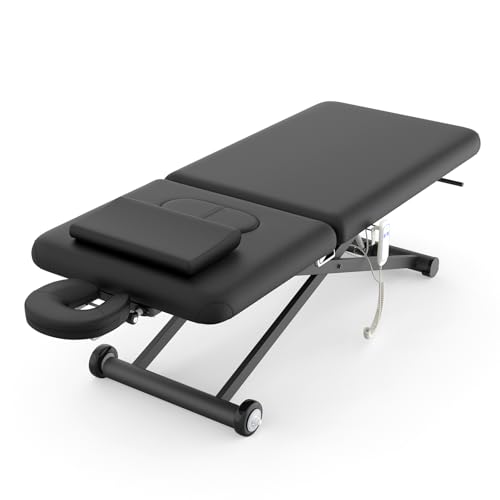 Image of Dolonm Electric Massage Table, Electric Lift Motor and Manual Backrest Adjustable for Treatment /Medical Spa /Facial Bed /Beauty Bed and More - 31.2 Wide x 75 Long - Black