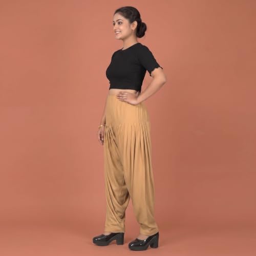 Image of FASHION GALLERY Women's Rayon Relaxed Fit Patiala Salwar with Full Length Drawstring Closure Type and Flexible Waist | Patiala Pant for Woman Free Size Fit Upto XXL