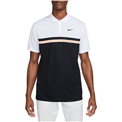 Nike Dri-Fit Victory Men's Golf Polo Shirt (As1, Alpha, L, Regular, Regular, White/Black/Arctic Orange) #TOP16