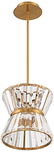 Vienna Full Spectrum Melwick Soft Gold Mini Pendant Lighting 10" Wide Modern Clear Crystal Hourglass Shade Fixture For Dining Room House Bedroom Kitchen Island Home Hallway Entryway High Ceilings #TOP6