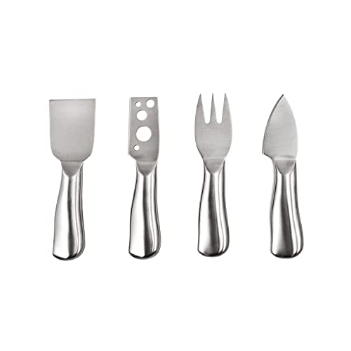 true cheese - True Quartet Tool Set Brushed Stainless Steel, Knives, Cheese Forks, Dishwasher Safe, Set of 4, Silver