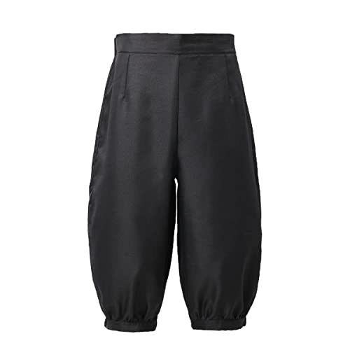 BLESSUME Pantalones Pirata Medieval Renacentistas Trousers Corte Holgado (M, Negro)