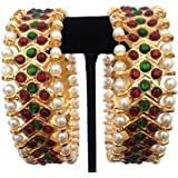 Dreams@Traditional Indian Bangles For Dances And Wedding Simple Elegant Red And Green Kemp Stone With Pearls Bangles (Red And Green, 2.6) #TOP22