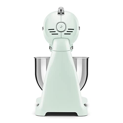 Image of SMEG SMF03 Stand Mixer - 5 Qt Tilt-Head Mixer with Stainless Steel Bowl, 10 Speeds, Retro 50s Vintage Style - Pastel Green
